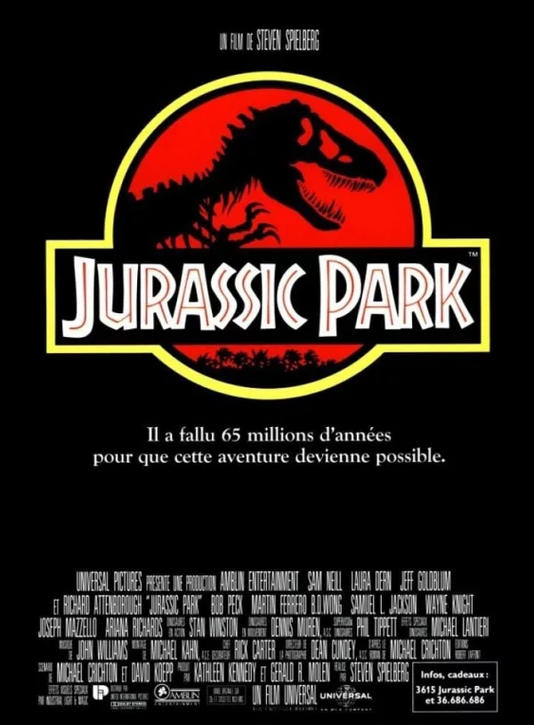 affiche du film JURASSIC PARK projeté au cinéma de l'ASCA à Beauvais